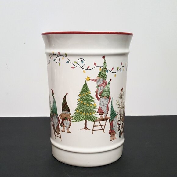 NEW RARE Pottery Barn Forest Gnome Utensil Crock NIB - Picture 4 of 7